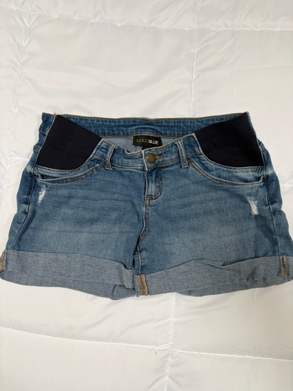 Indigo Blue Women's Denim Maternity Shorts